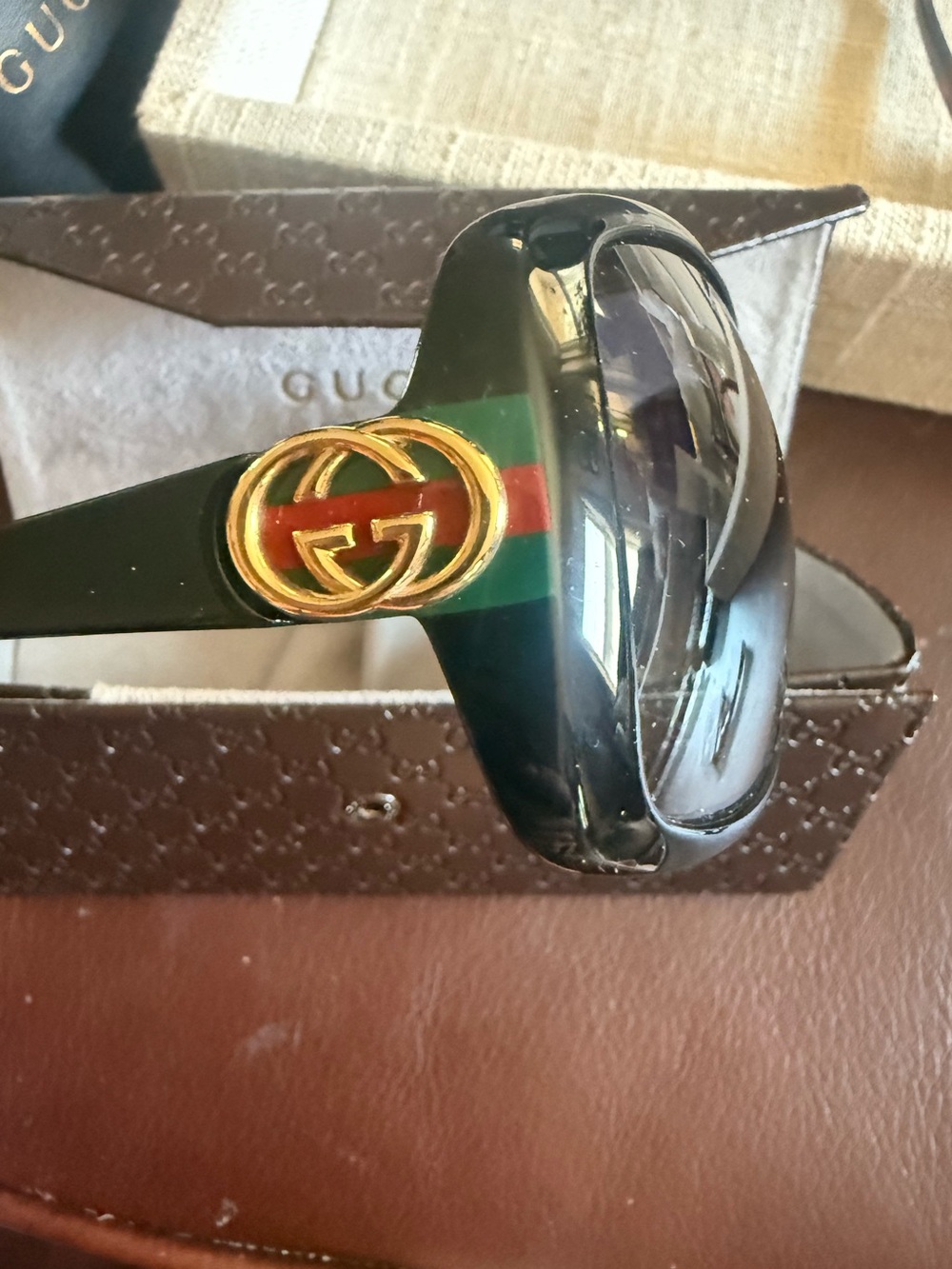 Gucci GG 3166/S Black Oversized Square Sunglasses with Web Stripe & Case